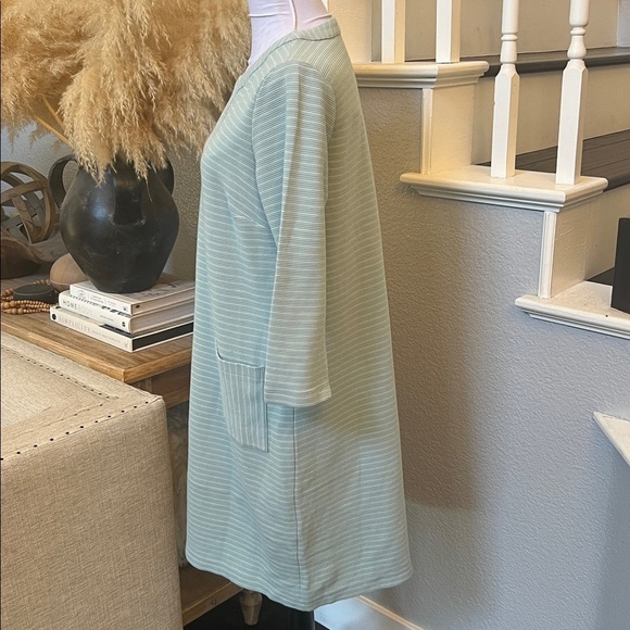 J.Jill Blue Striped Knit Oversized Tunic Dress w/ Pockets Size Small - Picture 4 of 8